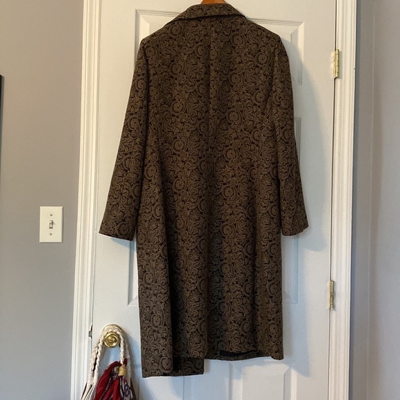 Kasper long coat, olive and black, size 14 - Picture 2 of 6